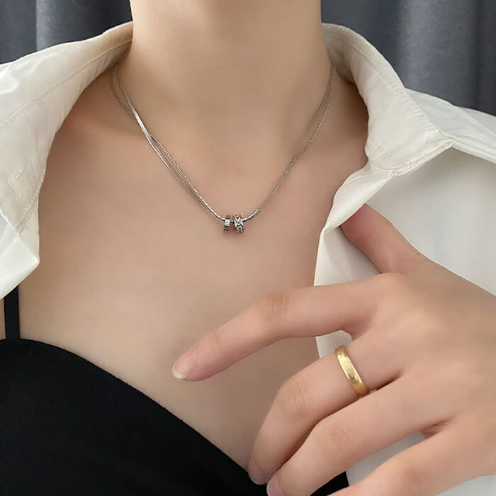 リングチャームダブルチェーンネックレス – L LABEL