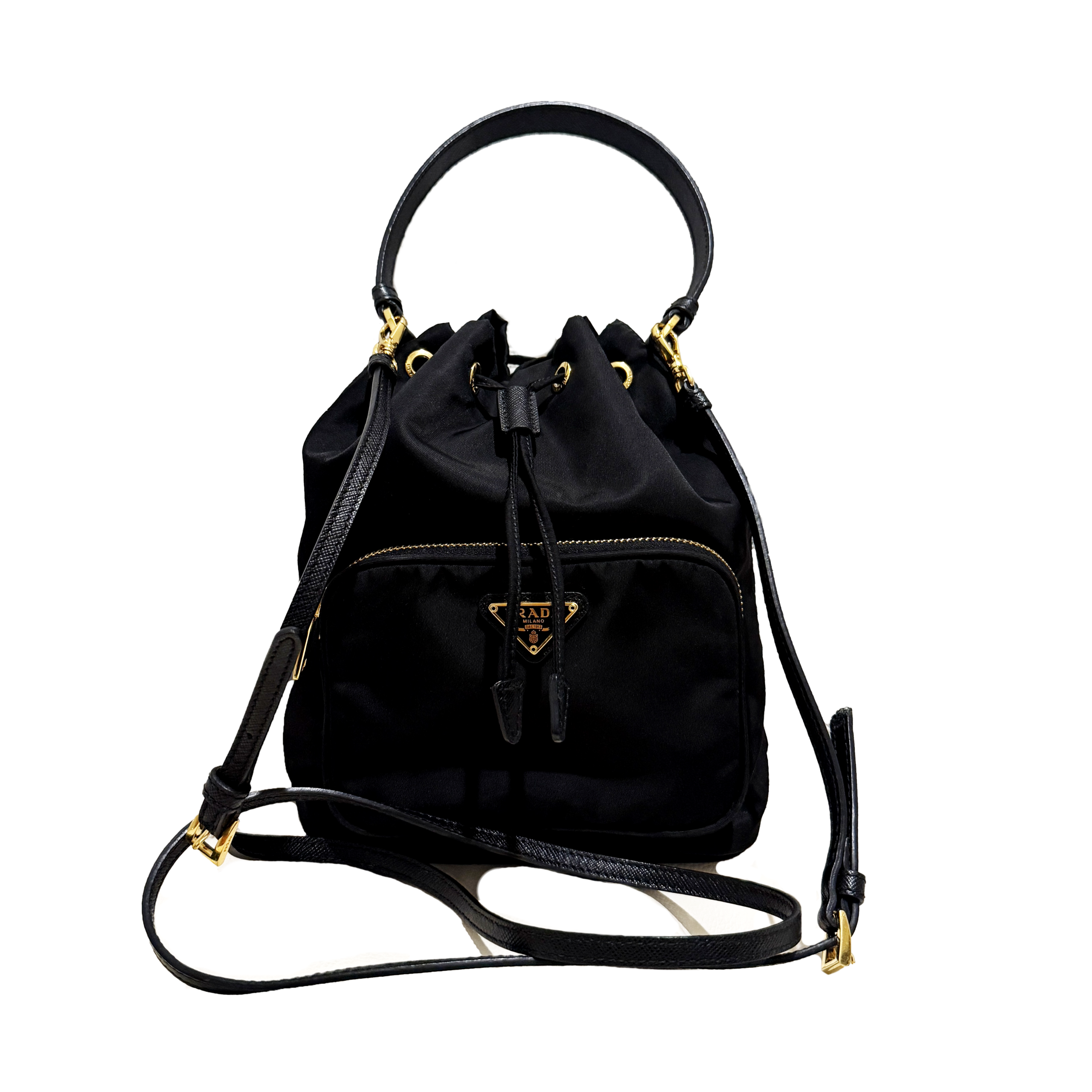 プラダ デュエット Re-Nylon バケットバッグ 黒 1BH038 | ブランド品