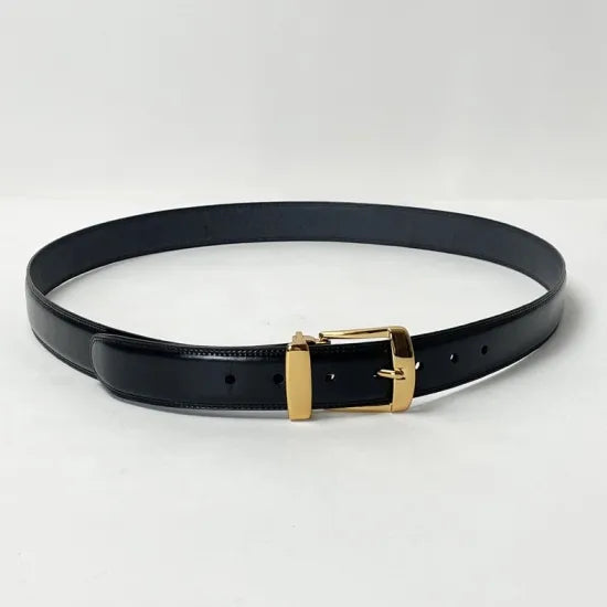 オランダ軍 ゴールドバックル ブラック レザーベルト USED DH5U= – L.A.BOY