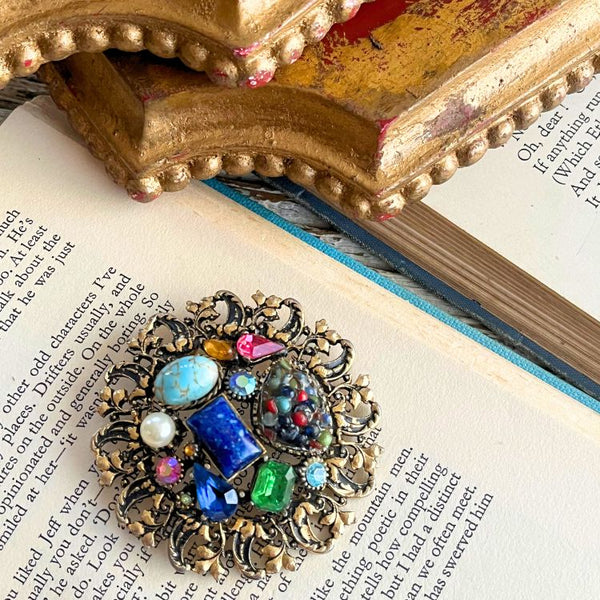 多色ストーンの幾何学ブローチ 楽天市場】カラーストーン（ブローチ