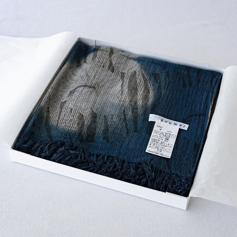 正藍染め 播州織 ナチュラル インディゴ ストール(Beige) | Lacycle