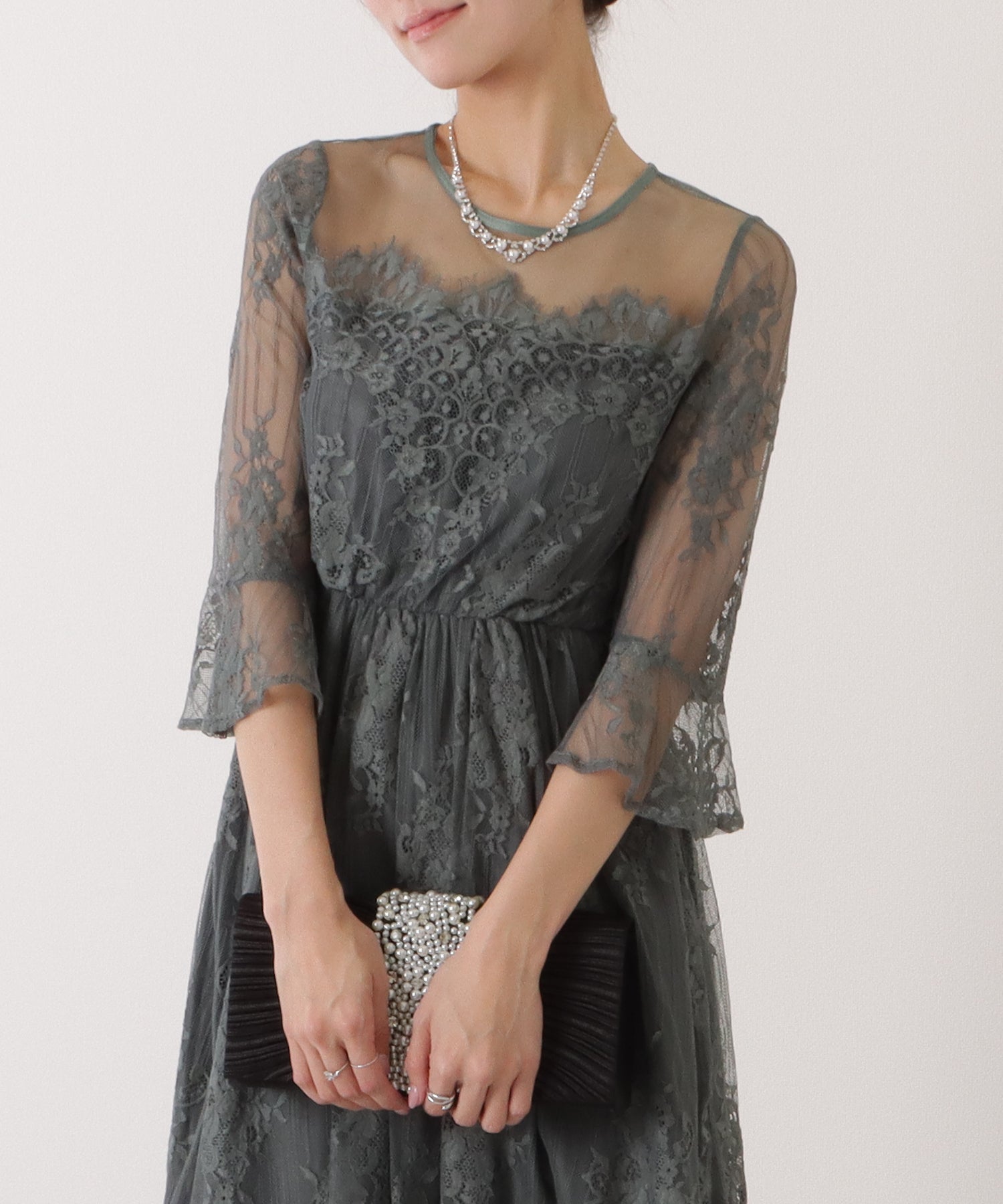 七分袖レースワンピースドレス – Lace Ladies