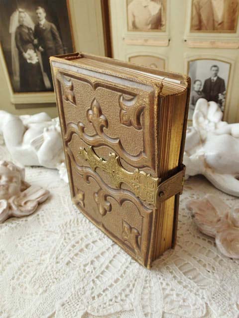 エンボス革金属パーツ装飾ミニフォトアルバム】【19世紀末】イギリス