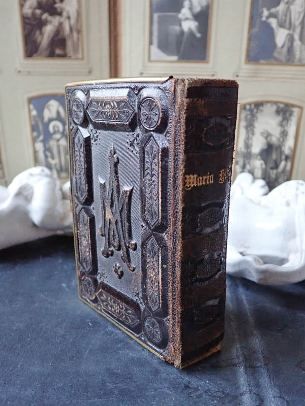 ドイツ革装丁祈祷書】【アヴェマリアAMとIHSモノグラム装飾】【1882年
