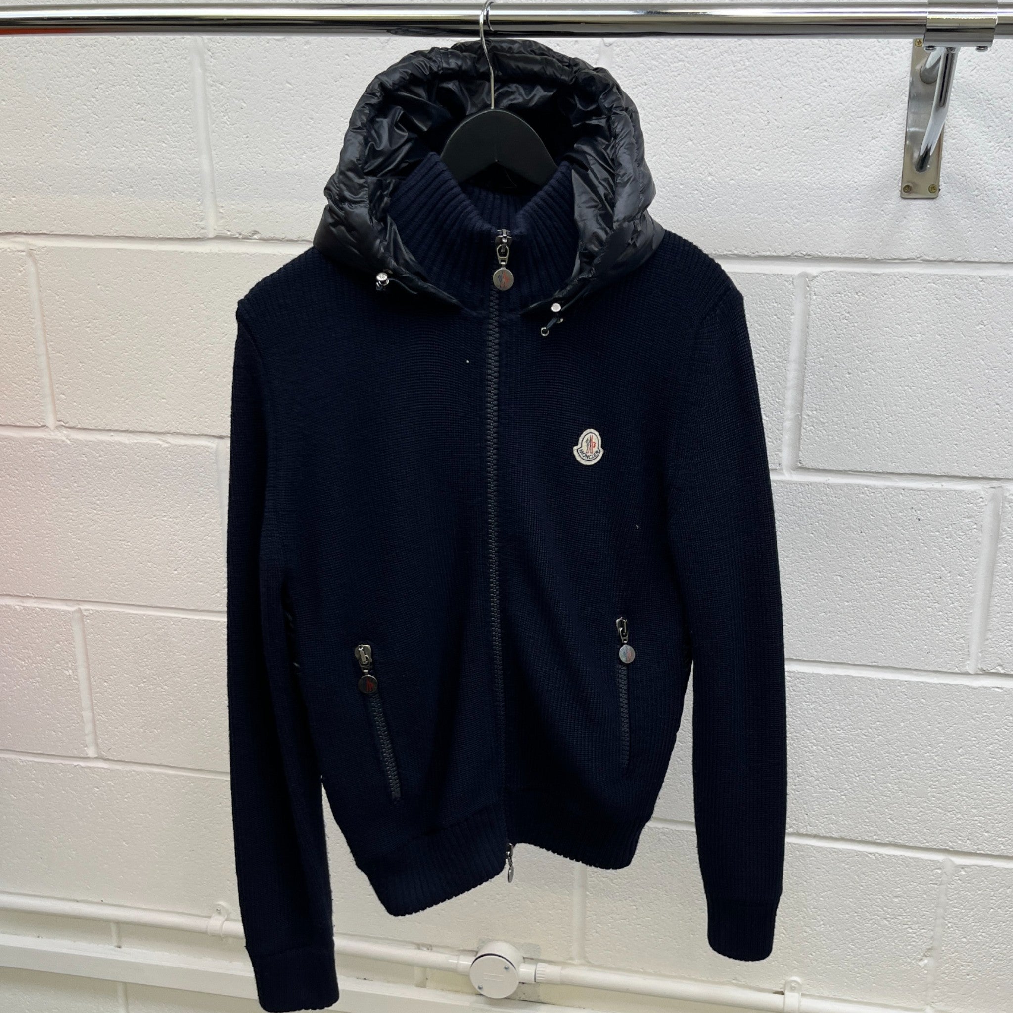 Men's Maglione Tricot Cardigan Down Jacket Navy Size M – Label Source