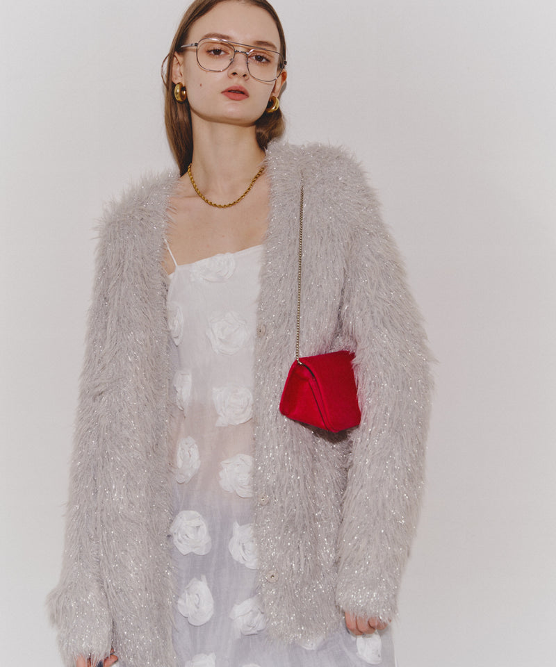 yae】2way glitter feather knit cordigan/2wayグリッターフェザー