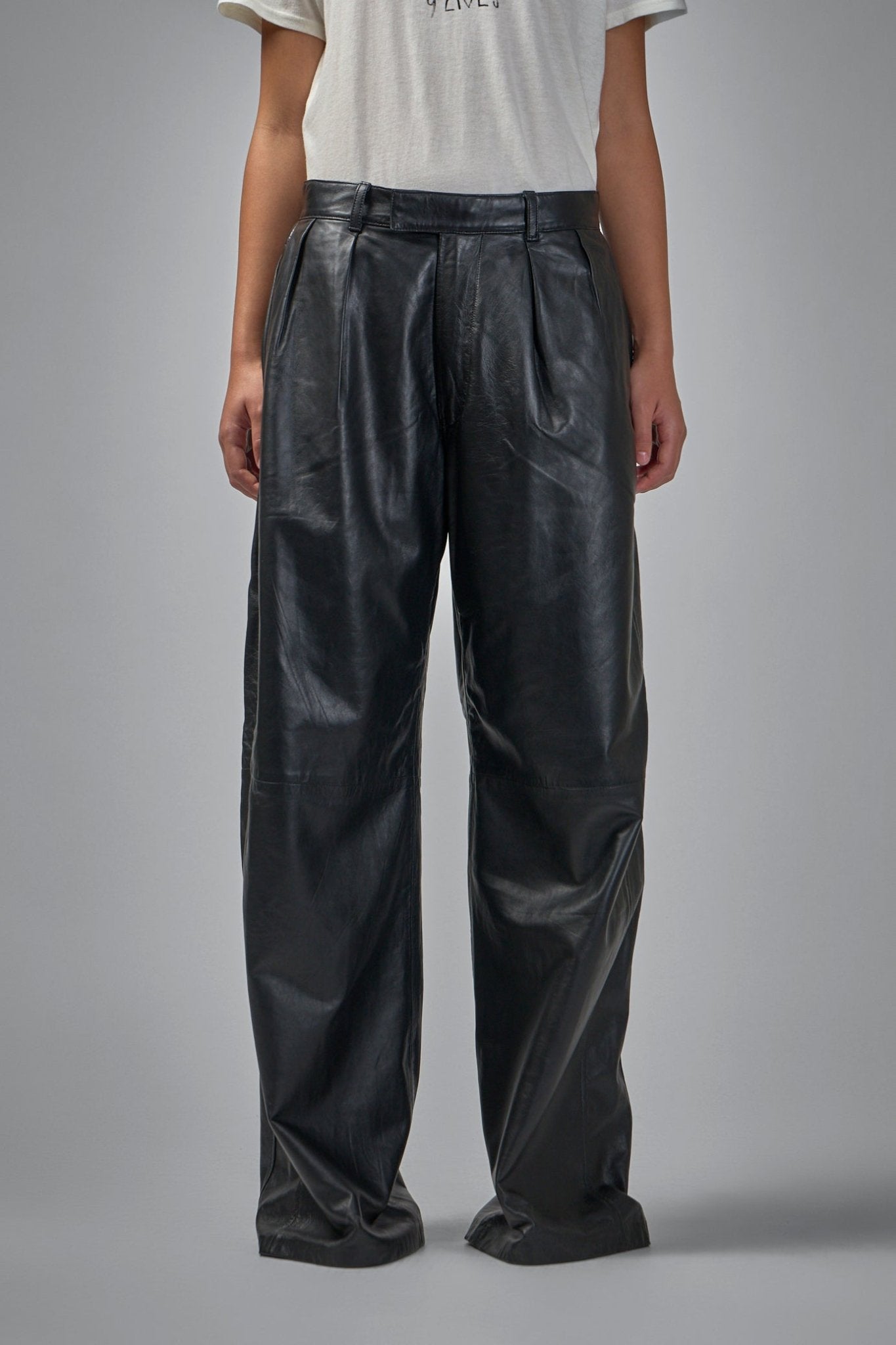 R13 Pleated Wide Leg Leather Pant - LABELS