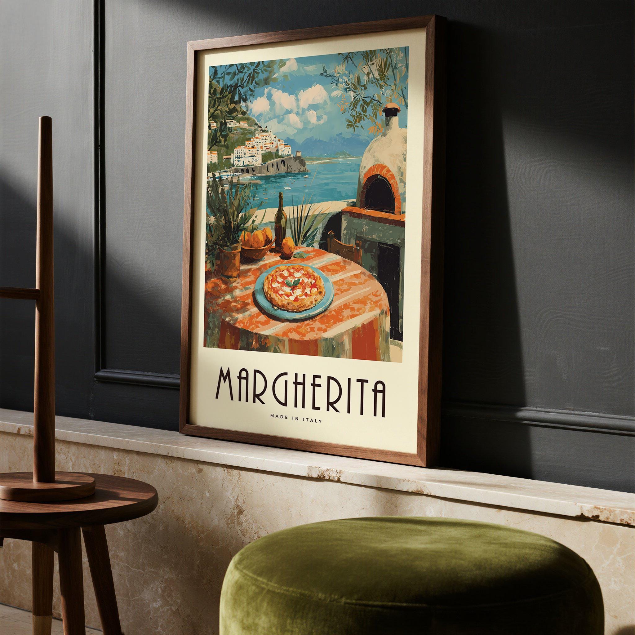 Vintage Italian Food Prints | Amalfi Coast Pizza Art