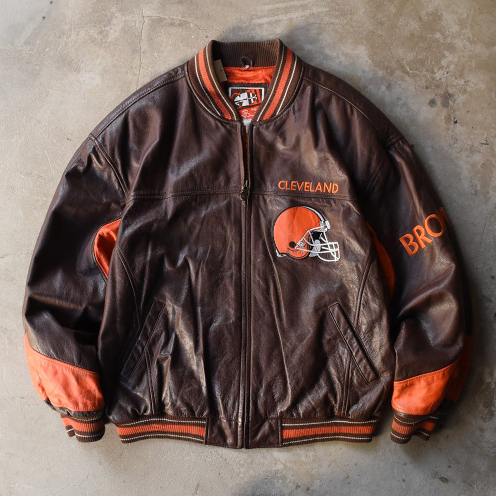 90's G-III / Cleveland Browns スタジャン レザージャケット 251118H