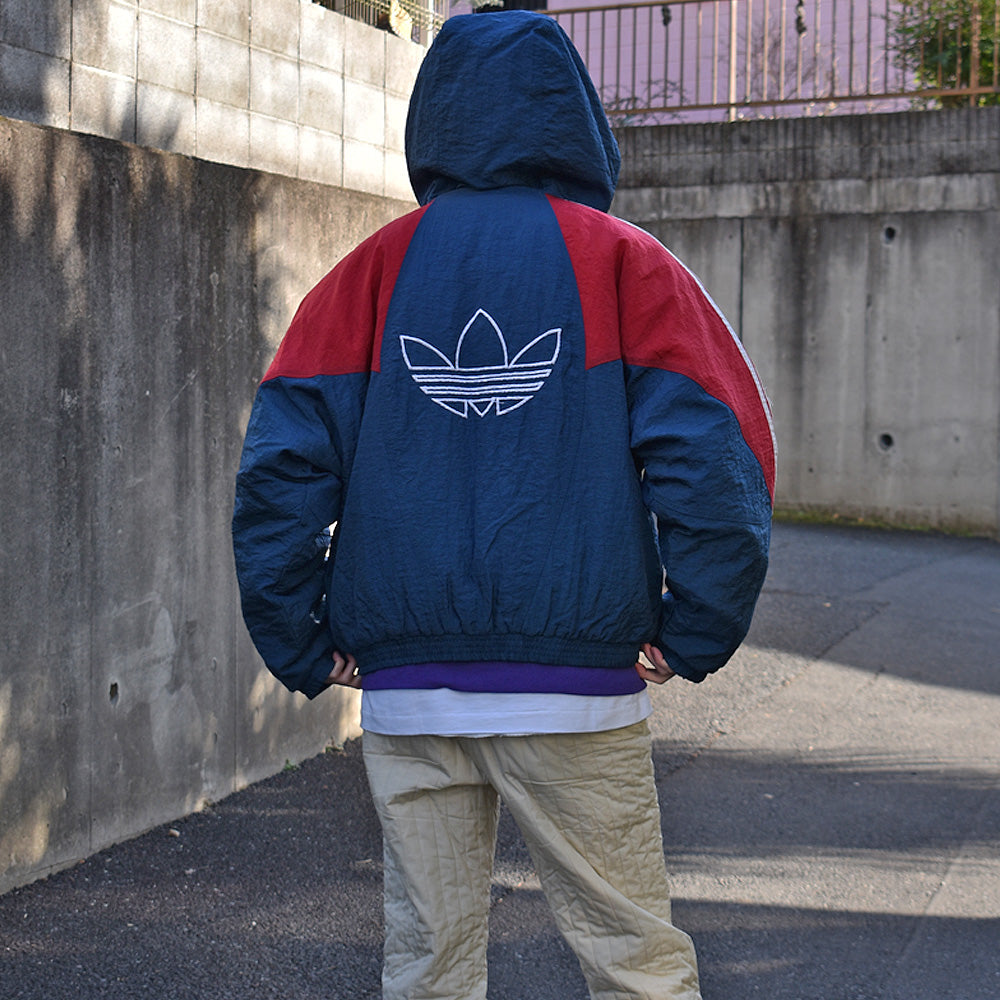 90's adidas バックトレフォイルロゴ 中綿入り ナイロンジャケット