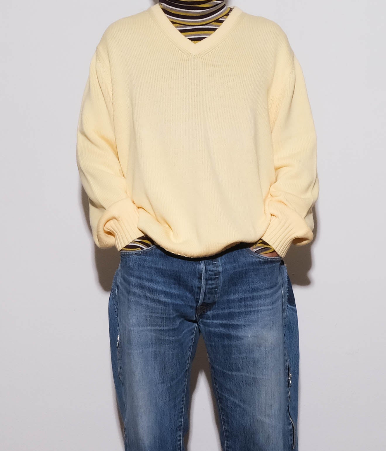 90's Paul Stuart V Neck Cotton Sweaters (Yellow) – Lakewood Clothing