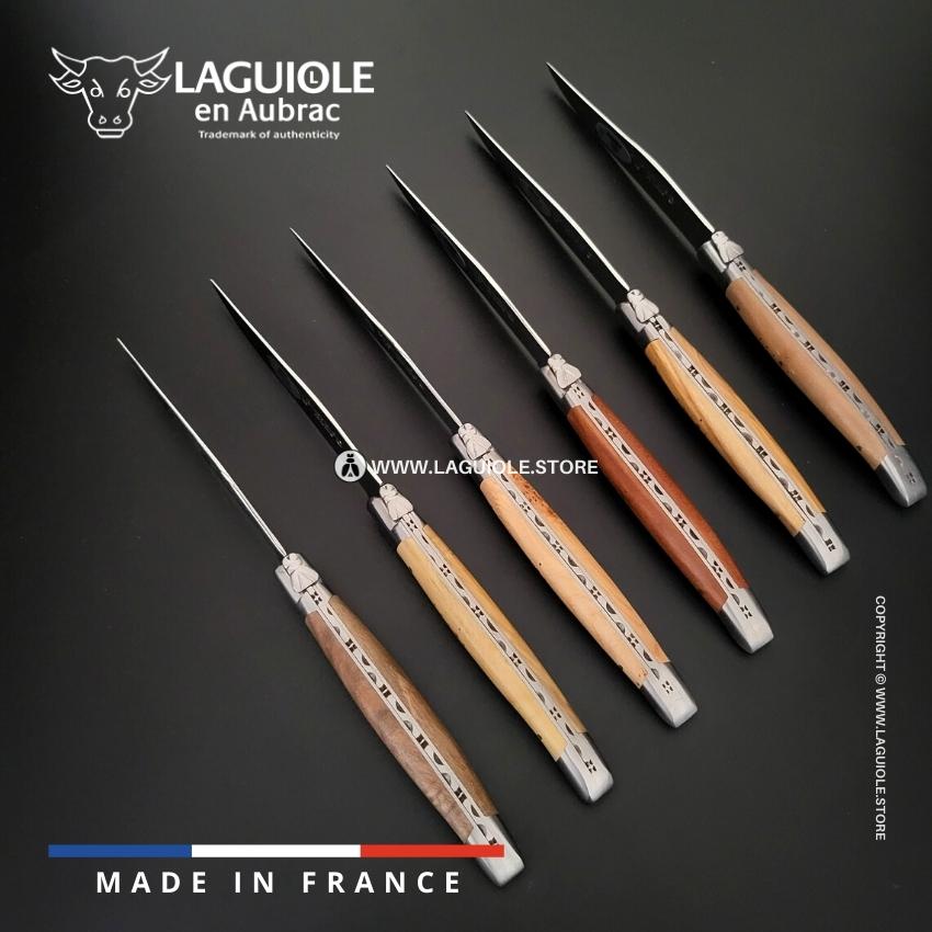 Set of 6 Laguiole en Aubrac Steak Knives 6 Mixed French wood