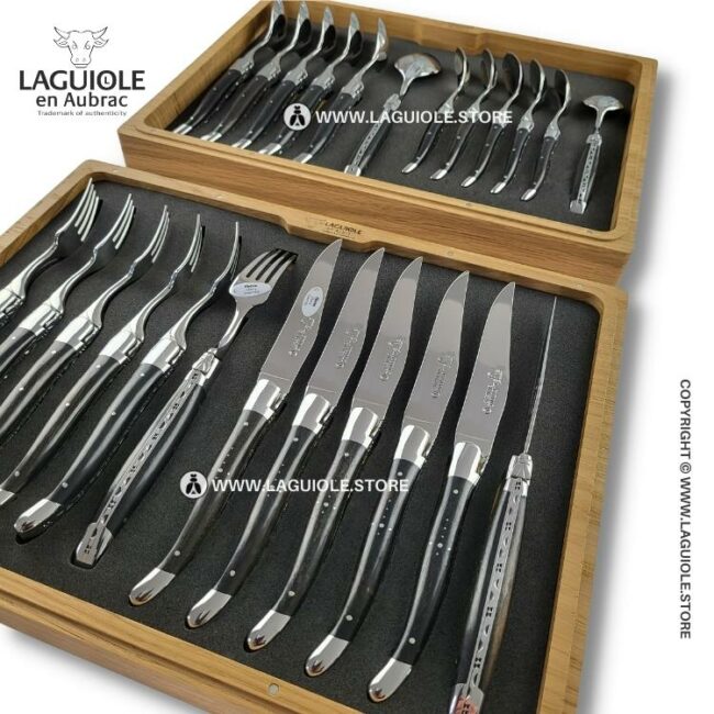 Laguiole en Aubrac 24-piece Flatware Set - Ebony wood