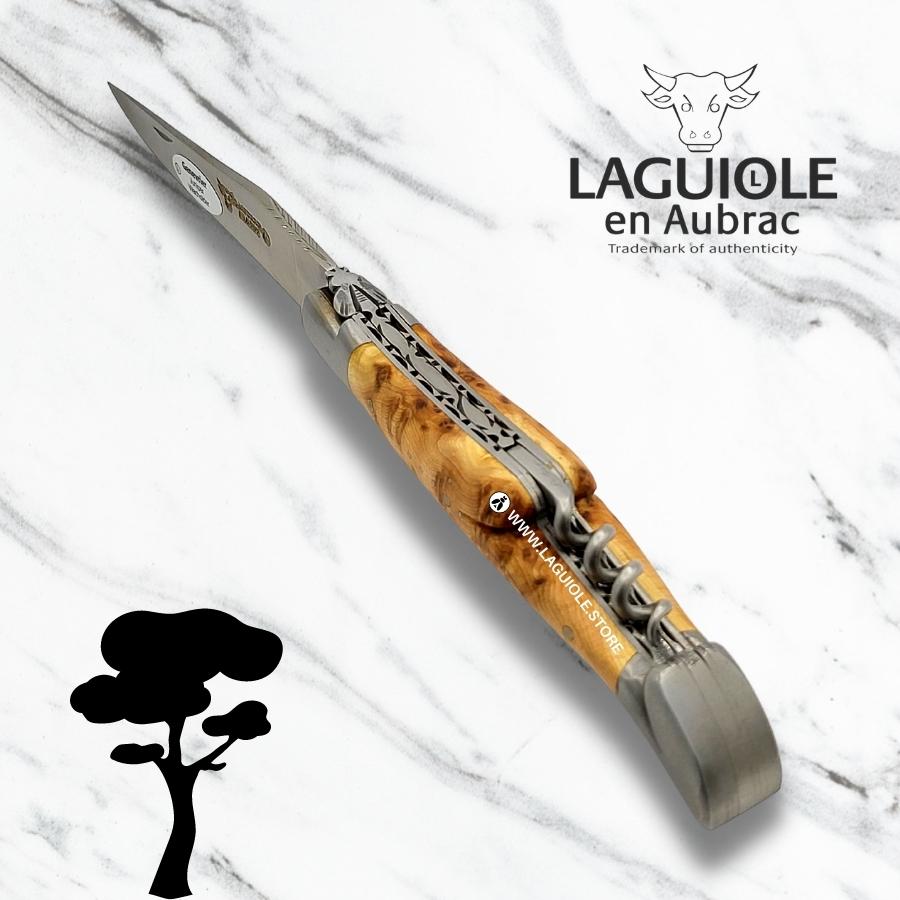 Laguiole Knife with Corkscrew Double Plates Juniper Handle