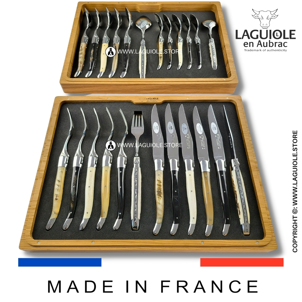 Laguiole en Aubrac 24-piece Flatware Set - Mixed Horn