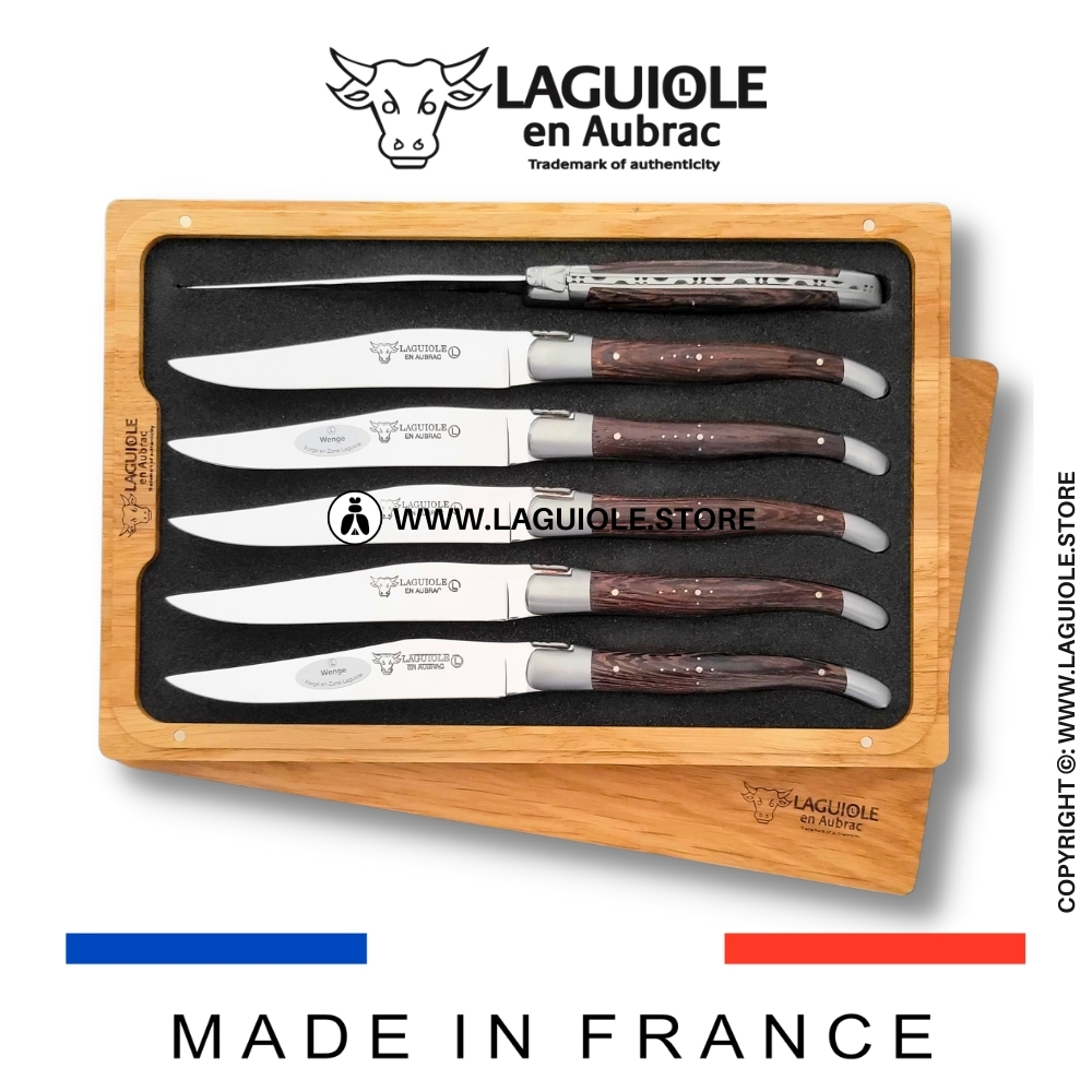 Set of 6 Laguiole en Aubrac Steak Knives Wenge wood handles