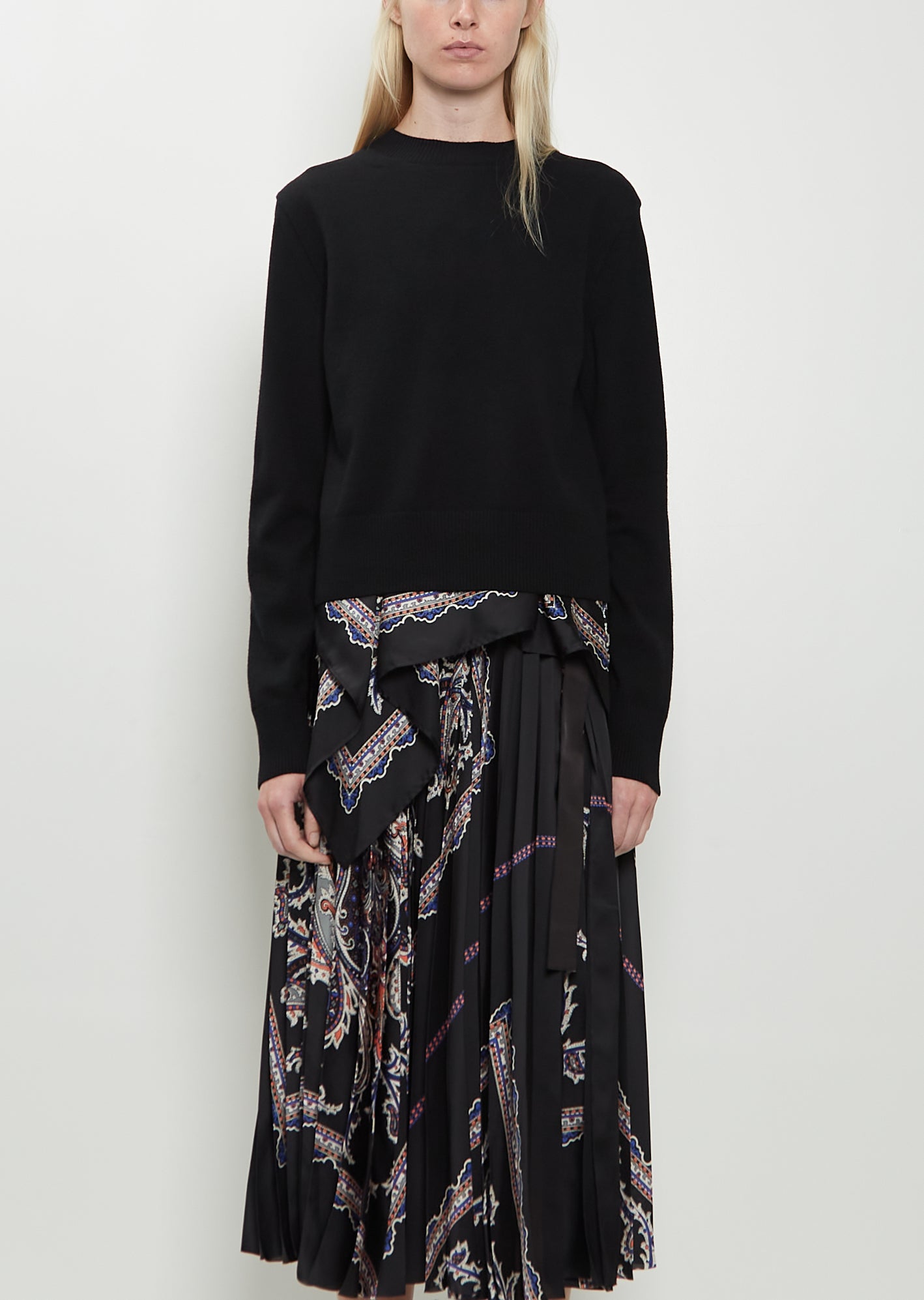 Paisley Print x Wool Knit Pullover – La Garçonne