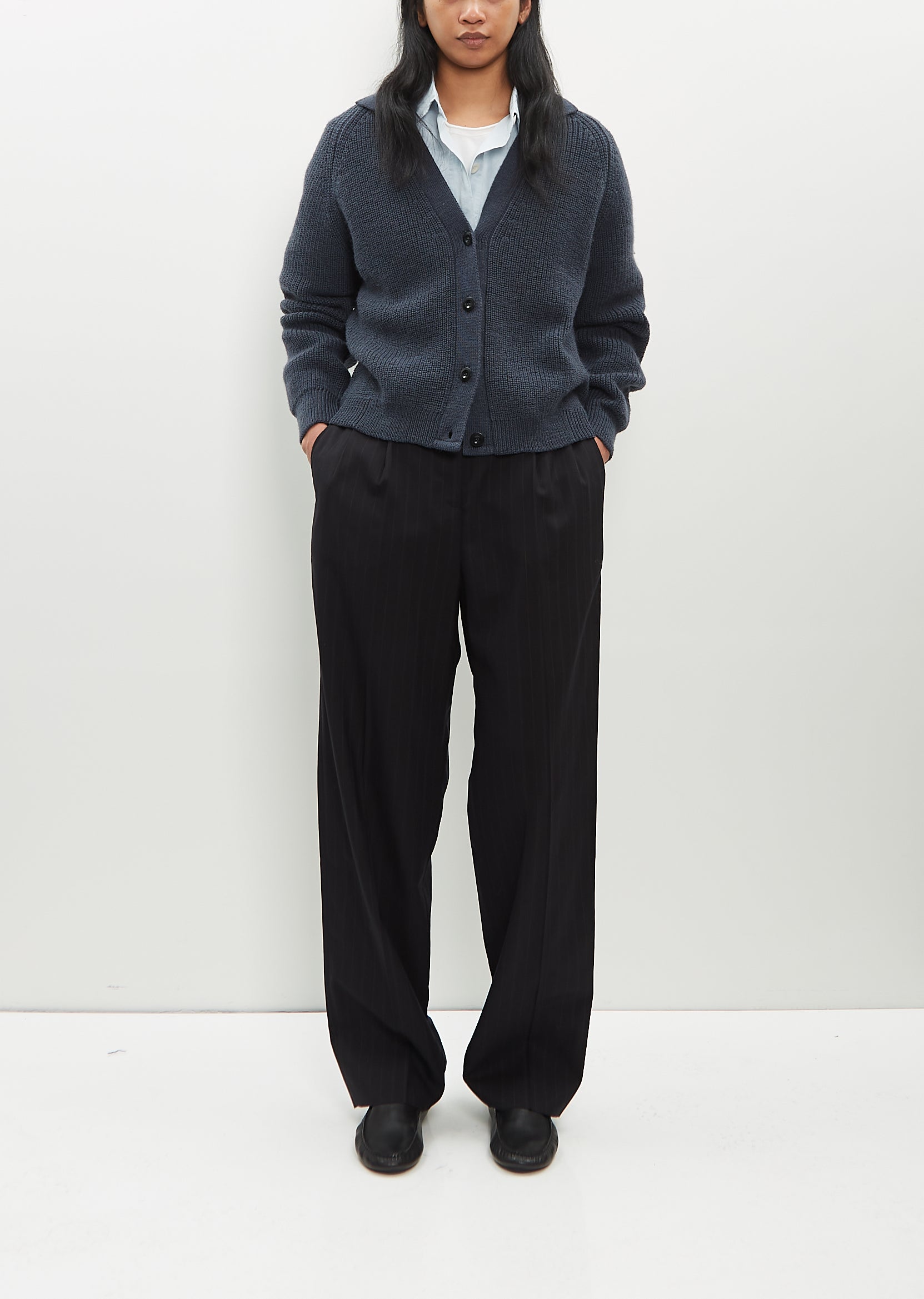 Collared Wool Rib Cardigan – La Garçonne