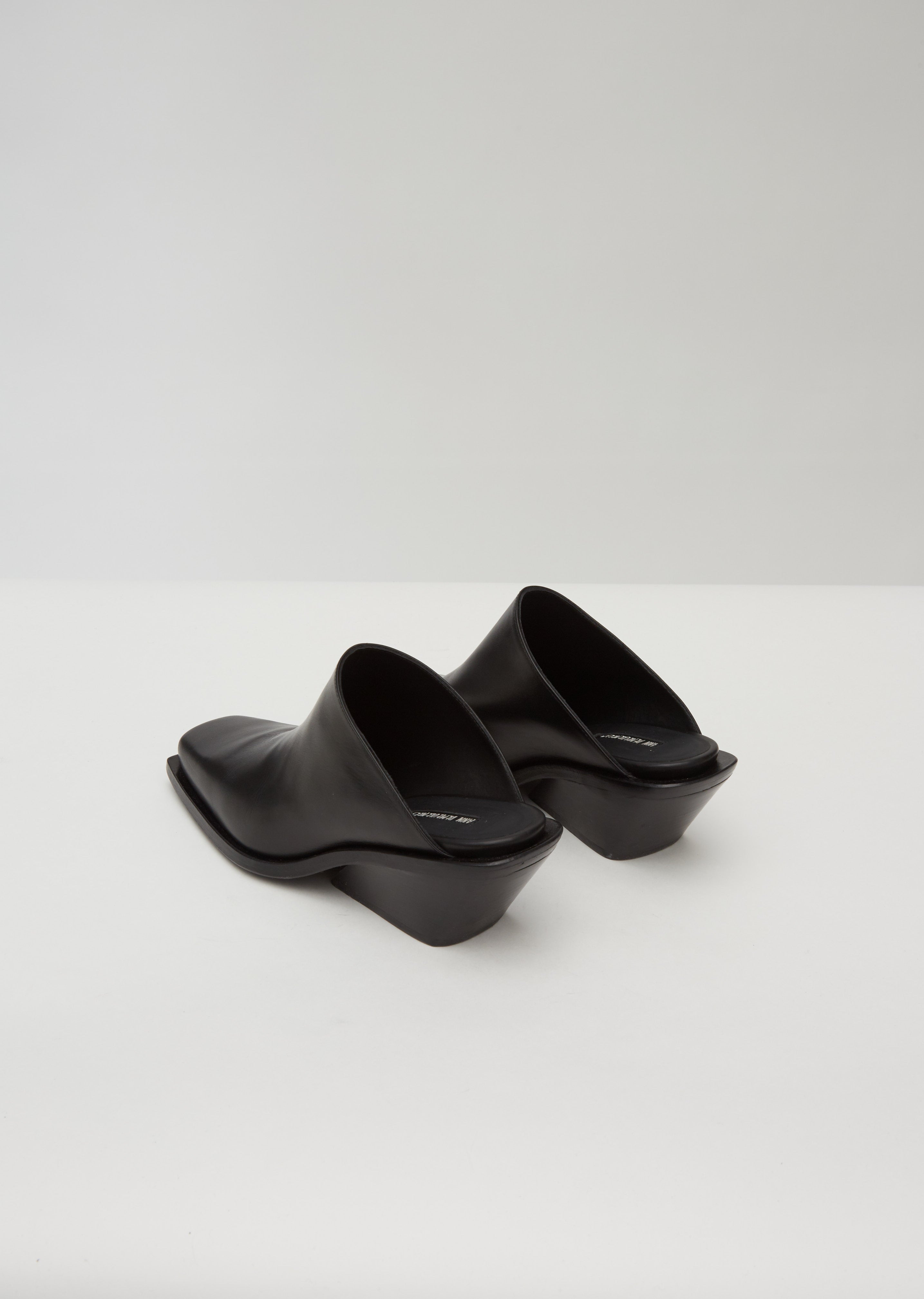 Leather Square Toe Wedge Mules – La Garçonne