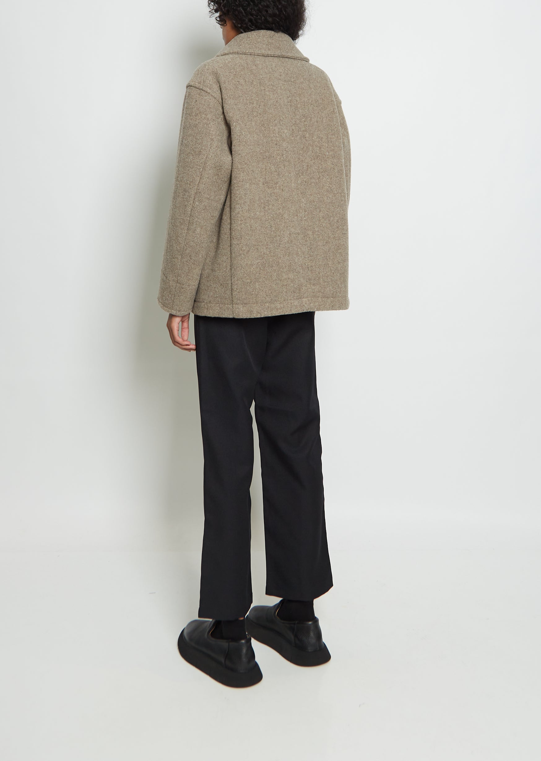 Wool Blend Round Collar Jacket — Beige – La Garçonne