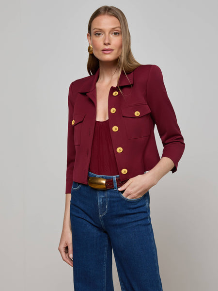 Kumi Cropped Jacket in Black Cherry | L'AGENCE