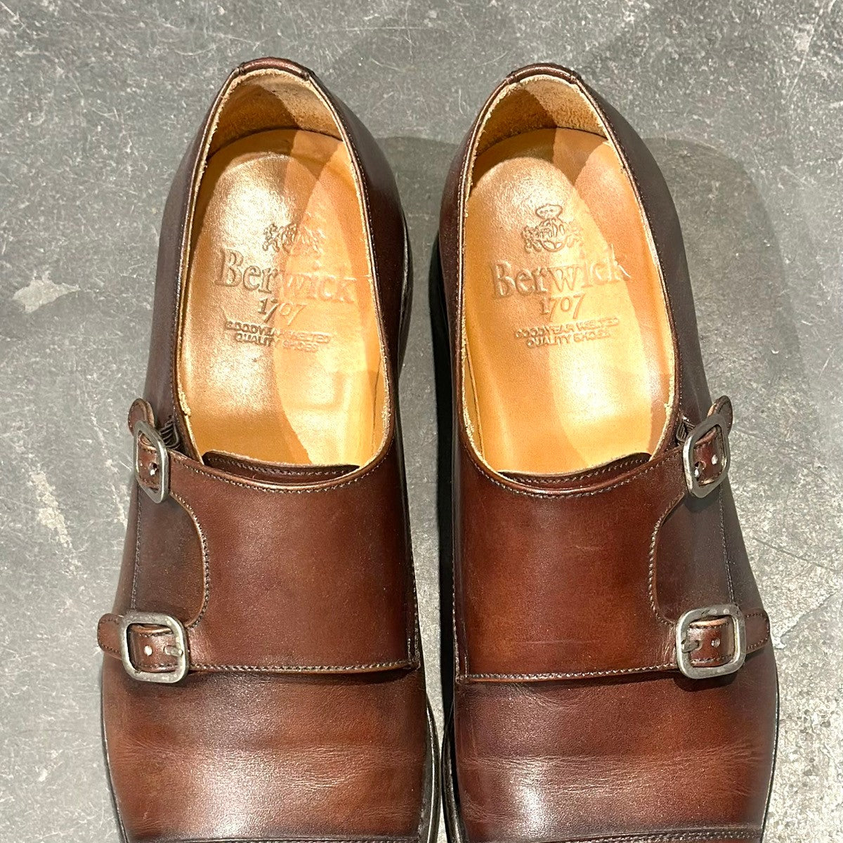 試着程度【Berwick】バーウィック 5245 ダブルモンク カーフ ダーク