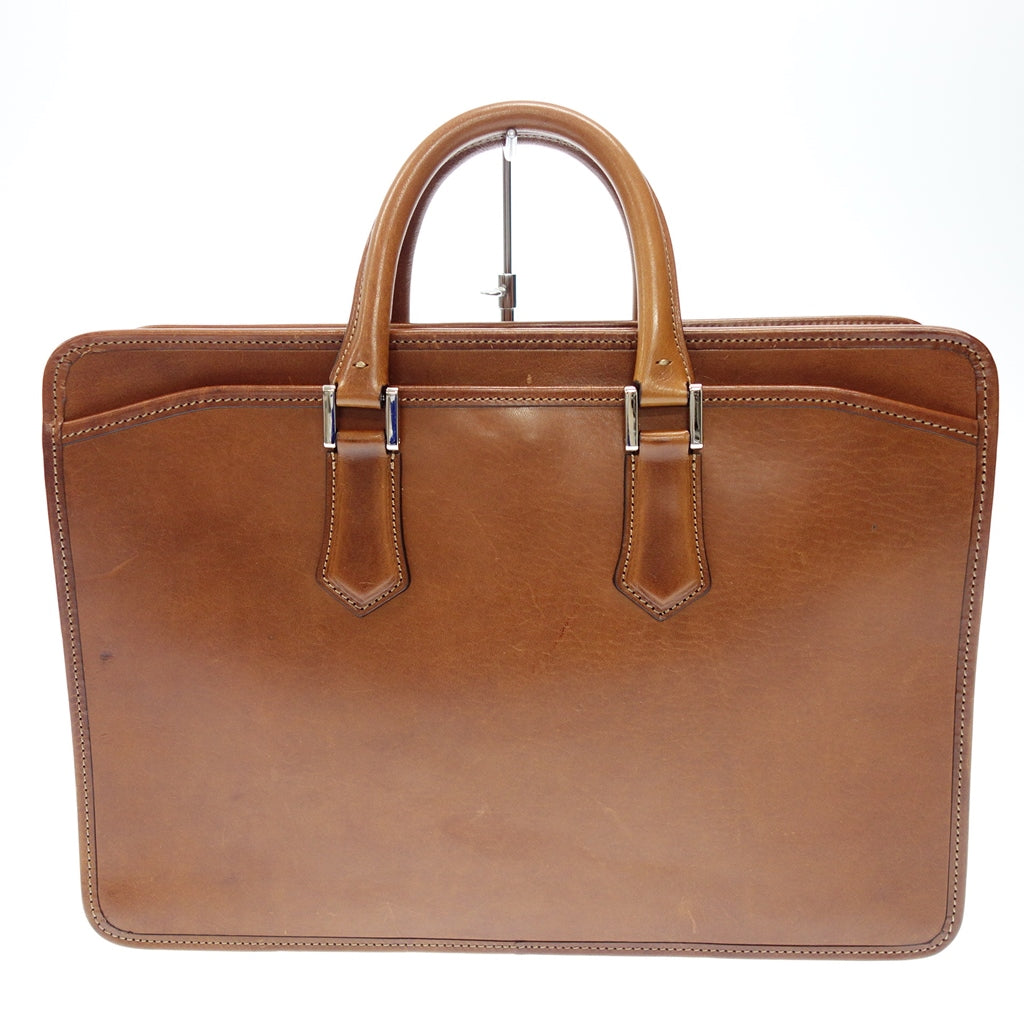万双】万双 レザーバッグ ブリーフケース 天ファスナー ブラウン系