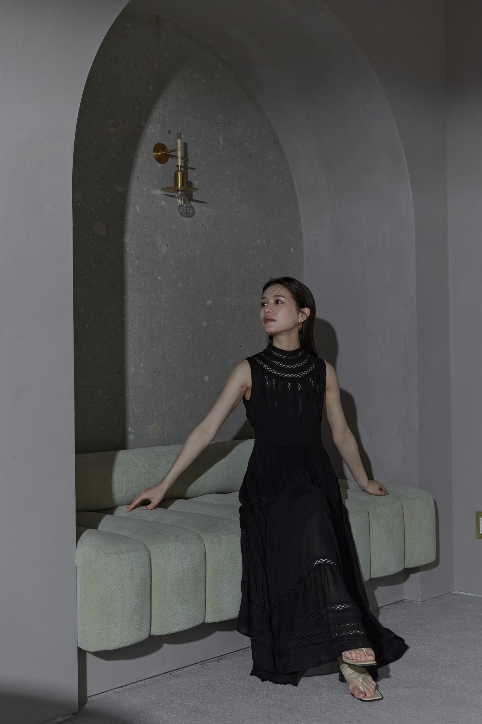 Yoke lace tiered dress – L'AUBE BLANC