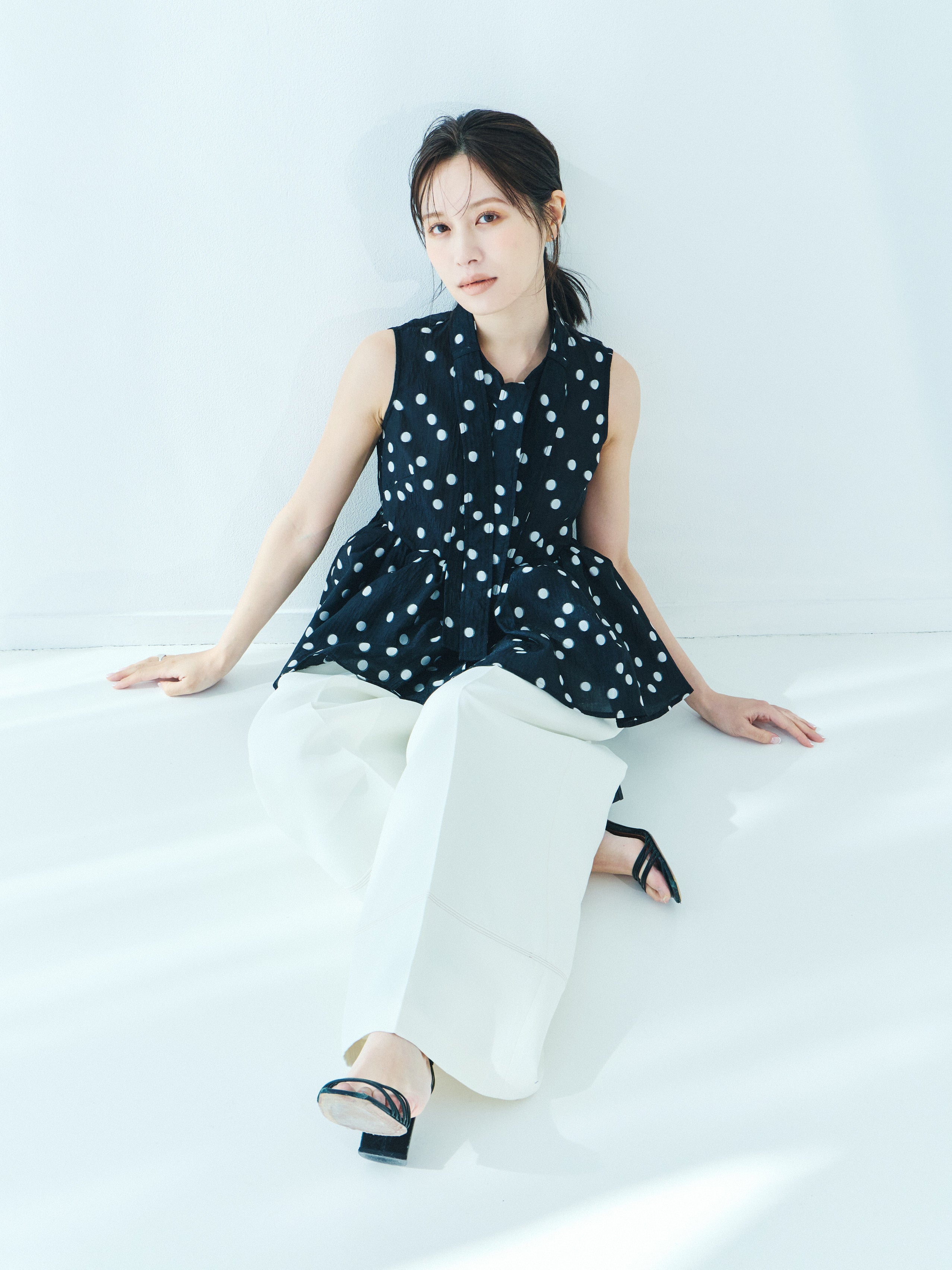 Sheer Polka Dot Ribbon Blouse – L'AUBE BLANC