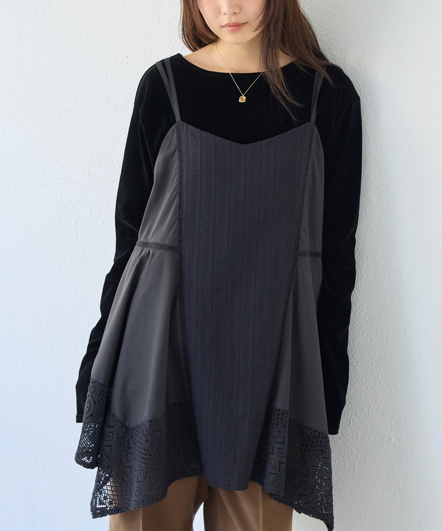 レース切替キャミチュニック | ラビアンジェ-⼤きいサイズのレディース服