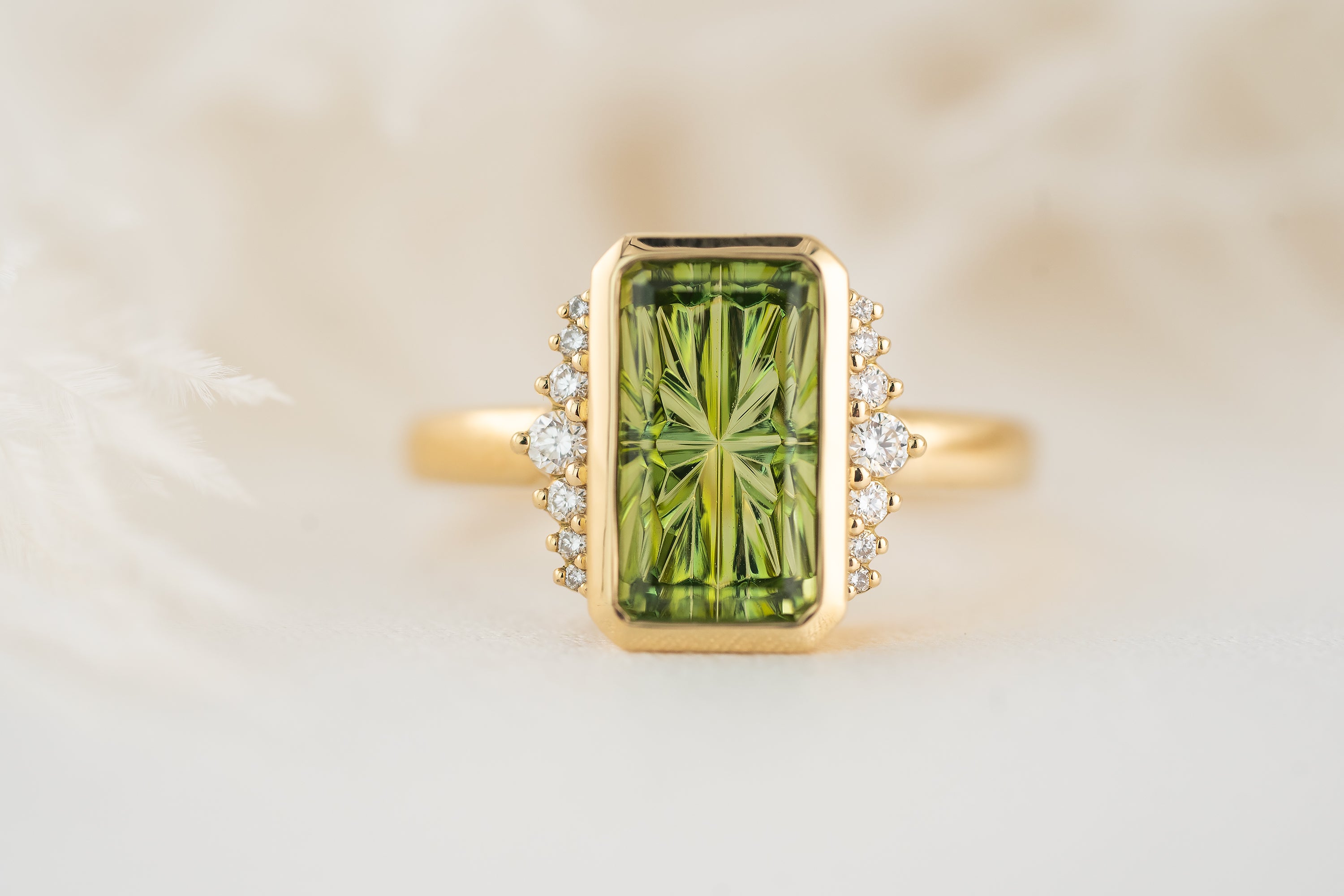 The Elysia Ring | 3 CT Rectangular Starbrite™ Deep Green