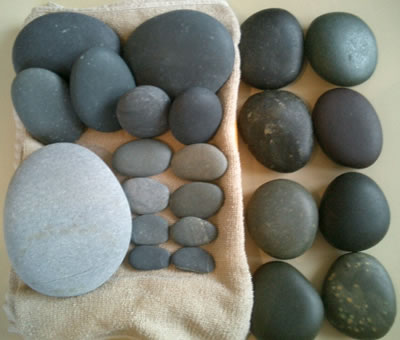 玄武岩家庭用セット、足指用ストーン、敷石、指圧、ツボ押し、ホット