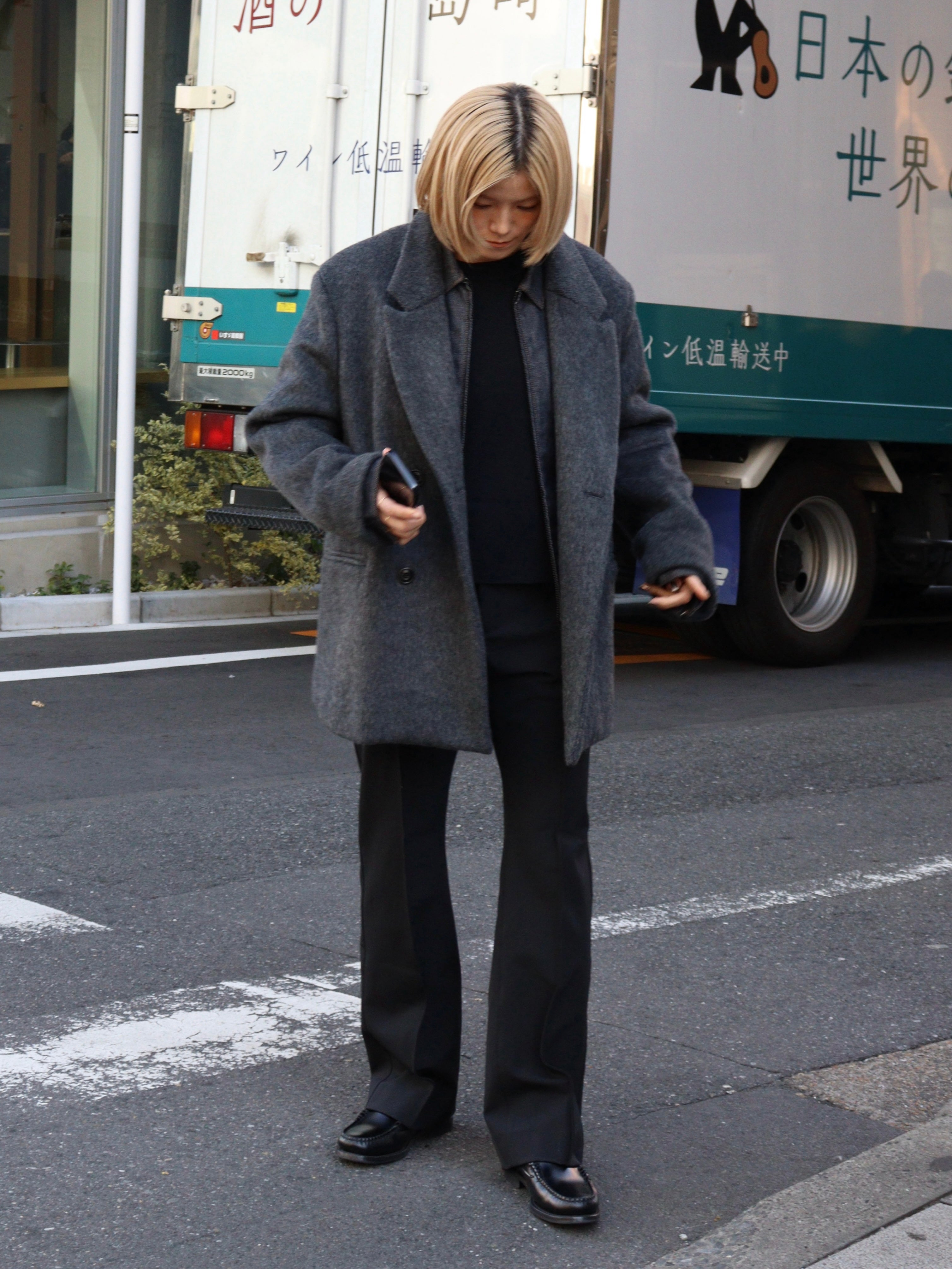 high waist straight twill pants – LA PEAU DE GEM