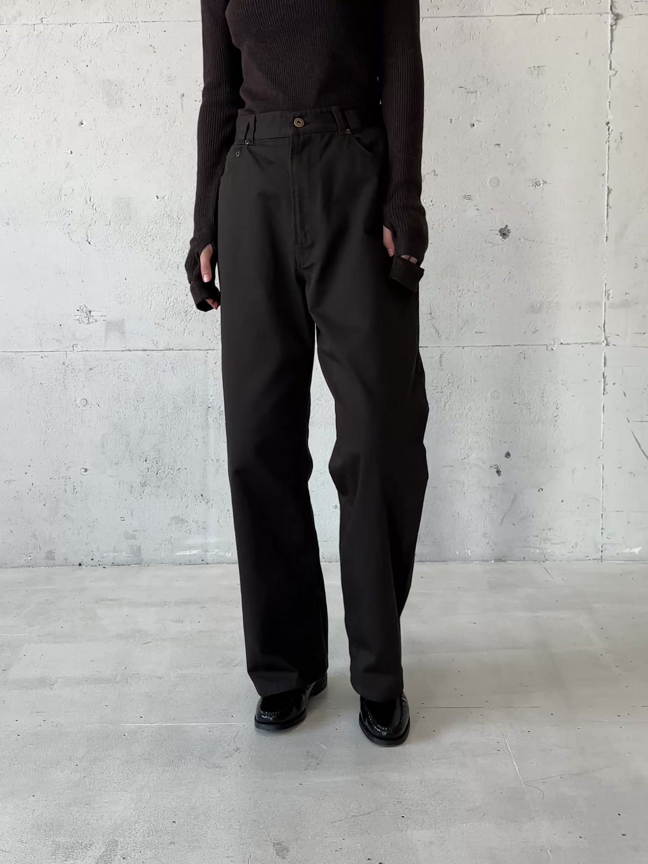 high waist straight twill pants – LA PEAU DE GEM