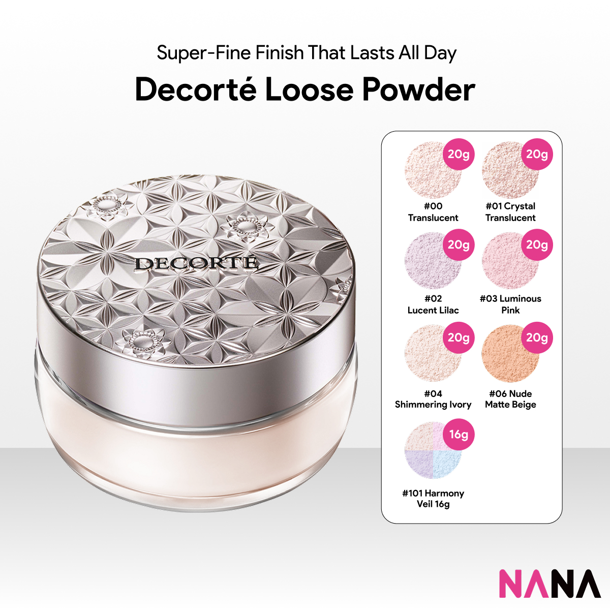 DECORTÉ Loose Powder [#00 Translucent 20g, #01 Crystal Translucent