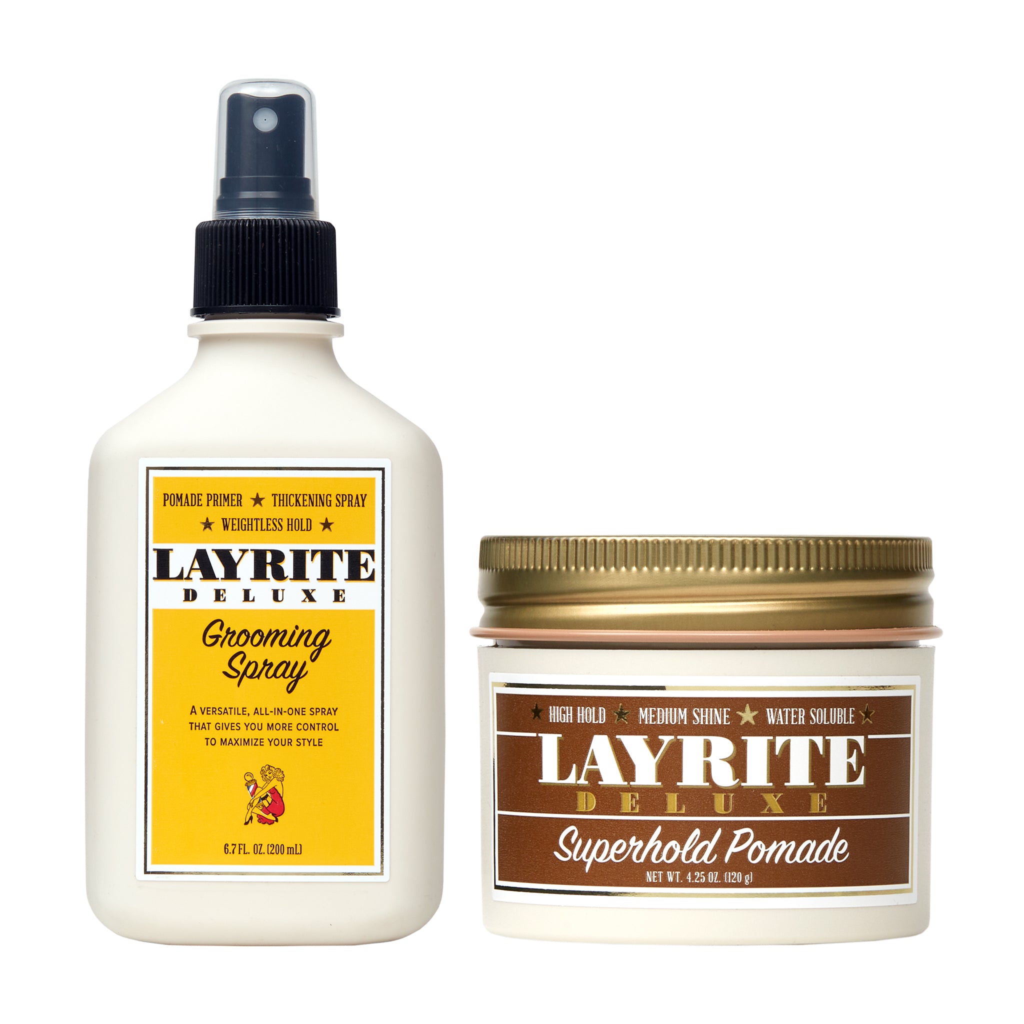 Maximum Control Bundle – Superhold Pomade + Grooming Spray – Layrite