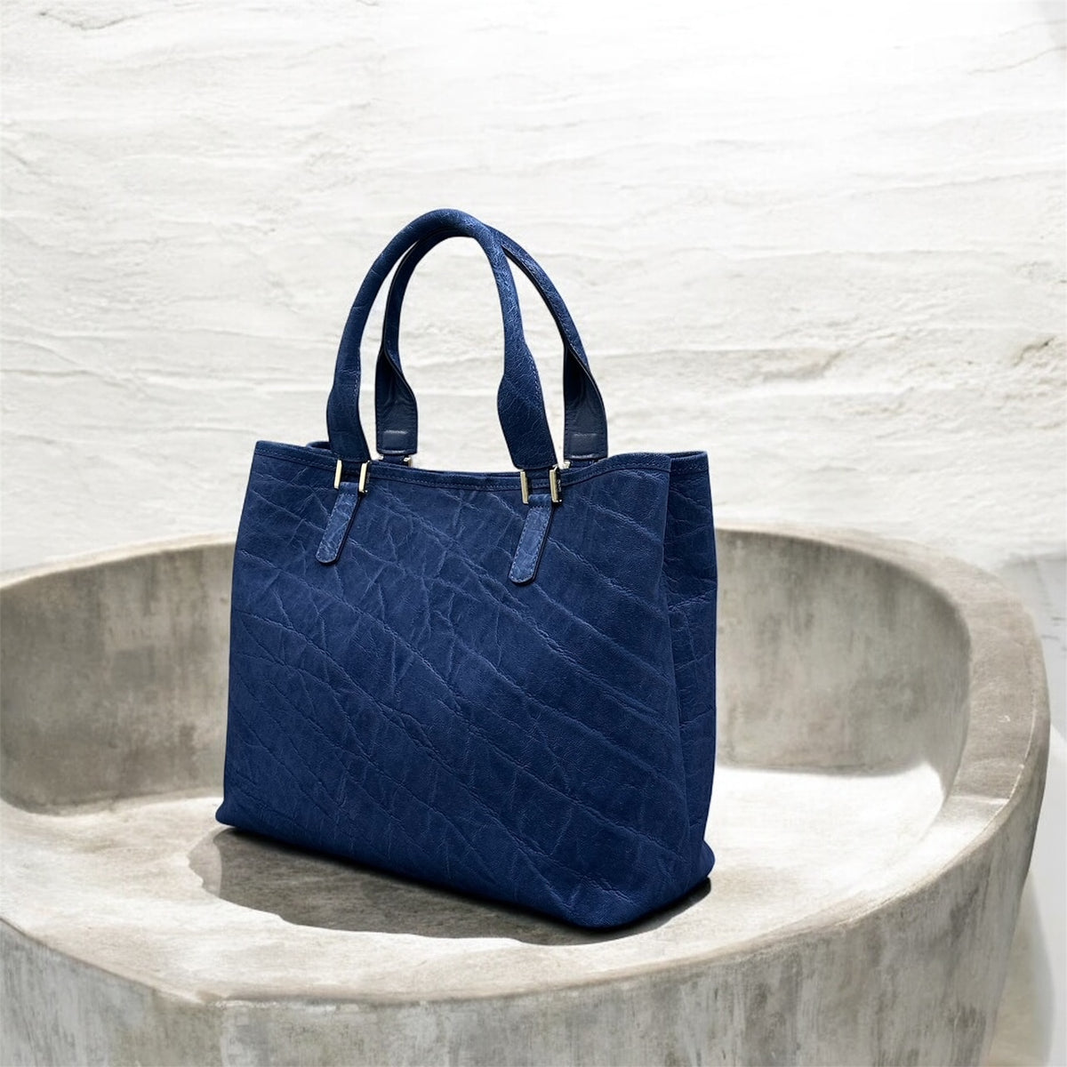 エレファント トートバッグ 象革 メンズ レディース 本革 紺 ネイビー