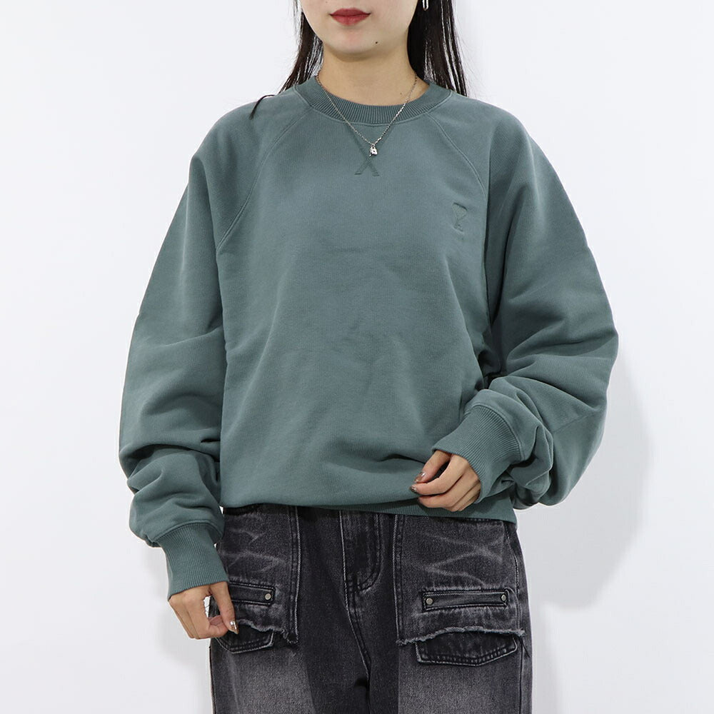 AMI PARIS スウェット ブラック ブルー系 コットン ハートロゴ 刺繍