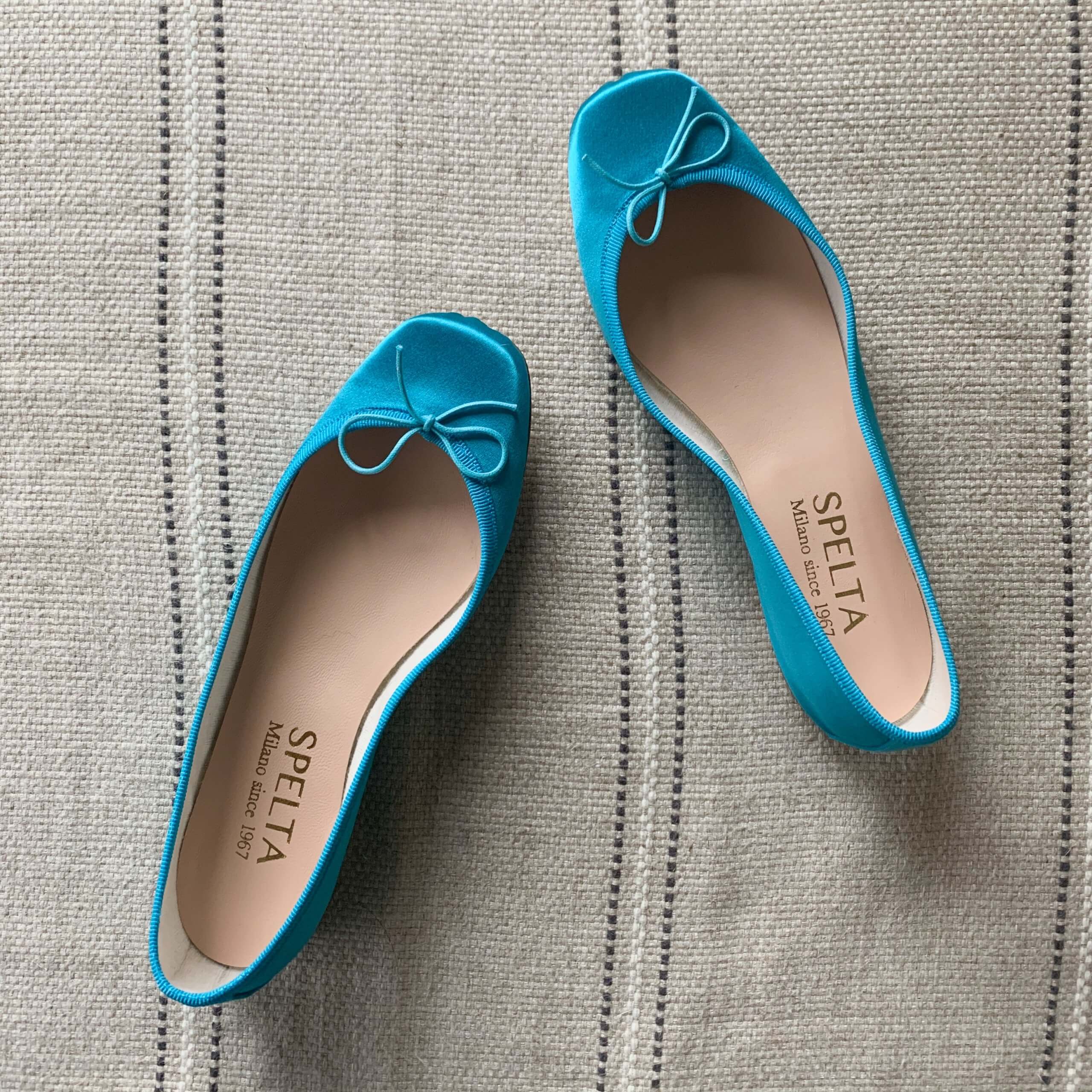 春もの一番の【SPELTA】きれい色♡ブルーサテンバレエシューズ | LEE
