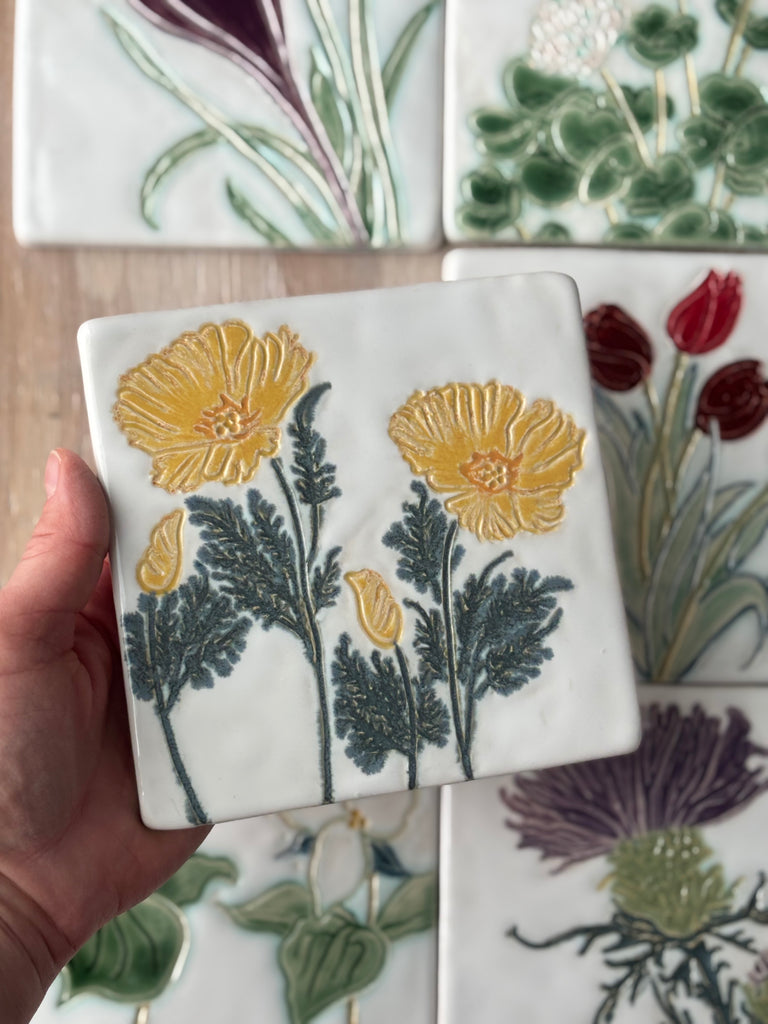6x6 Flower Art Tile – Lea Nigel Studios