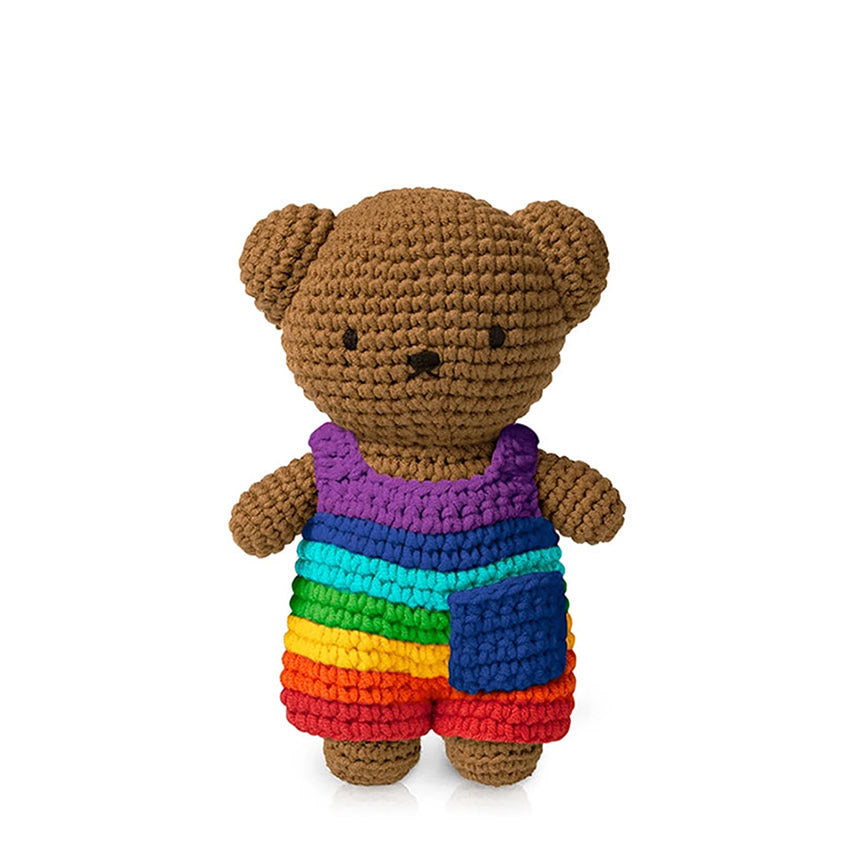 Boris in Rainbow Overalls Handmade Crochet Plush – Leanna Lin's