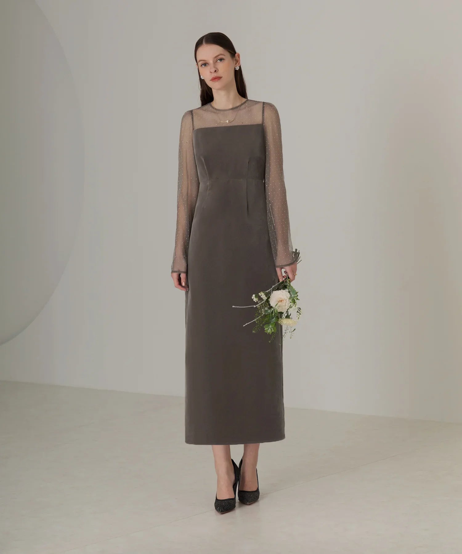 当日発送】2WAYリボンビスチェドットストーンベロアドレスパーティー