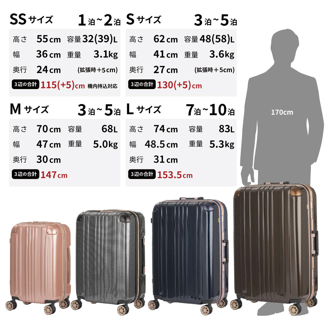 1～2泊向き機内持込対応のスーツケース レジェンドウォーカー 5122-48