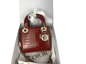 Christian Dior Lady Dior Mini Exotic Crocodile Leather Crystal and