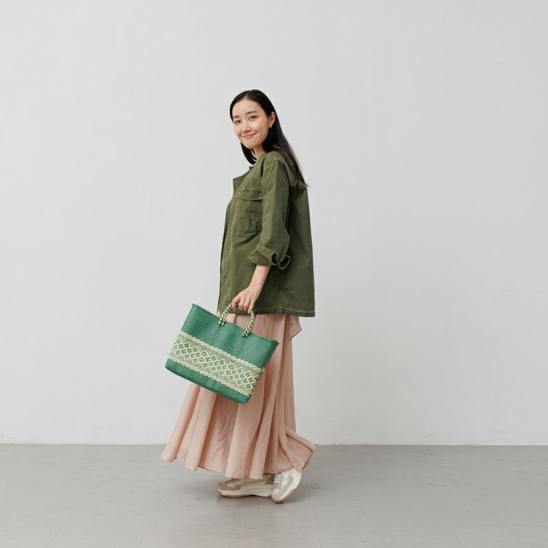 MERCADO BAG - MIMOSA - Metallic Green / Cream (SHORT S) | Letra