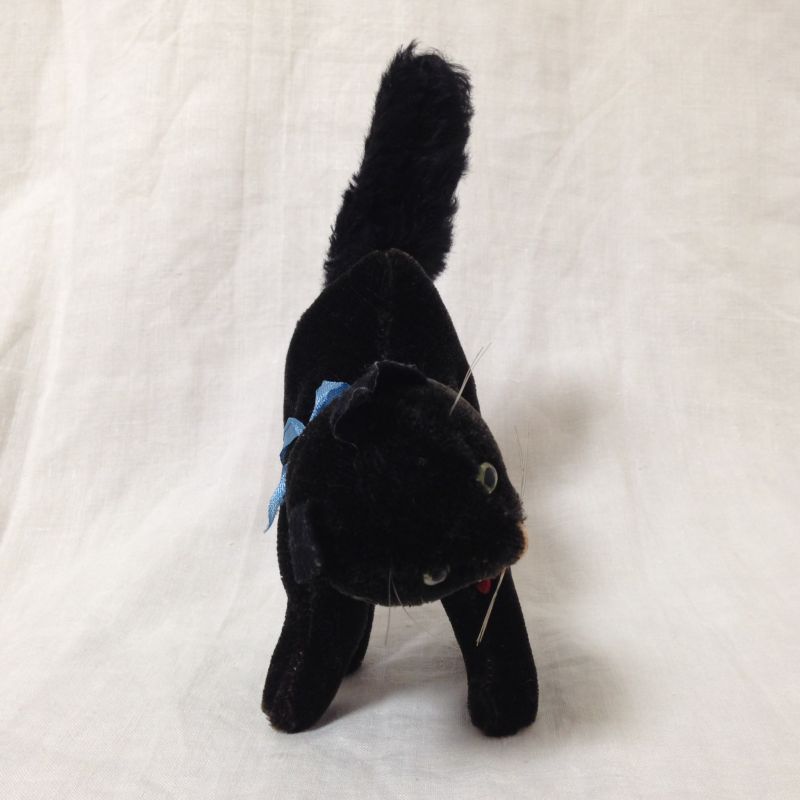ぬいぐるみ 黒猫 ハーマン Hermann 水色リボン jouet・おもちゃ