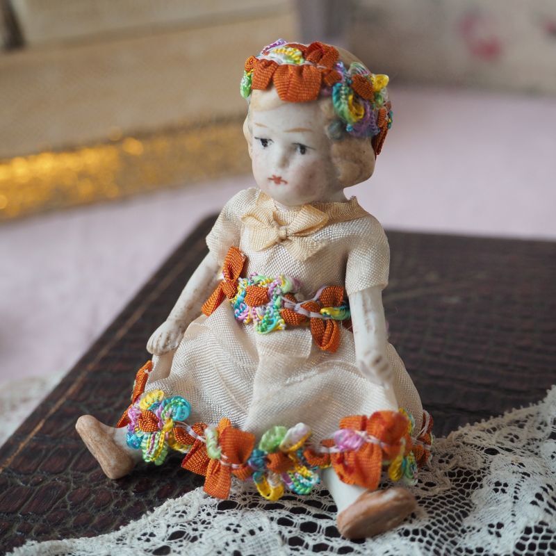オレンジ色リボンのビスクドール／ミニョネット jouet・おもちゃ