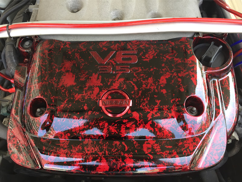 フェアレディZのDIY・キャンディレッド・ラップ塗装・エンジンカバー