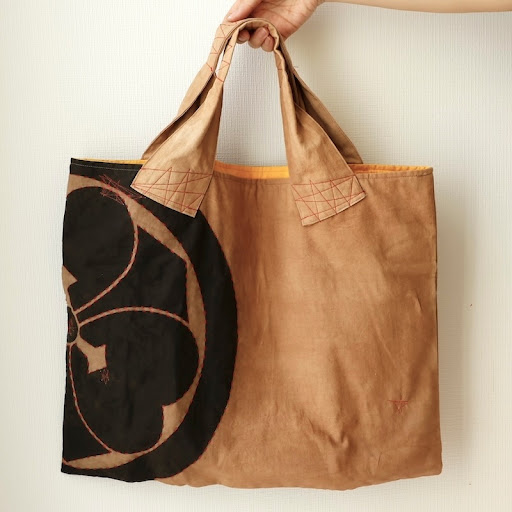 幟旗　目　カラフル　草木染め　柿渋　ハンドメイド 一閑張りバッグ（大）　鯉のぼり