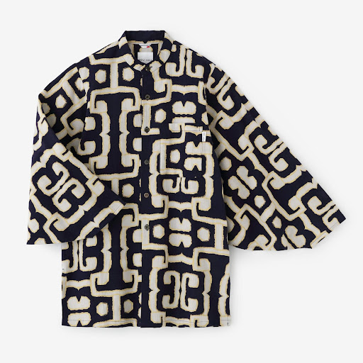 高島縮 20/20 薙刀長草衣（なぎなたながそうい）／原始彫刻（げん